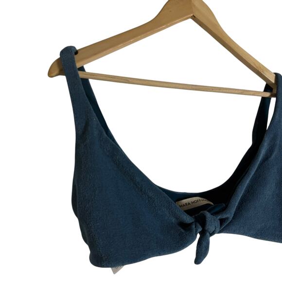 Mara Hoffman Rio Slate Blue Terry Knotted Tie Front Bikini Swimsuit Top D-Cup - Picture 5 of 8